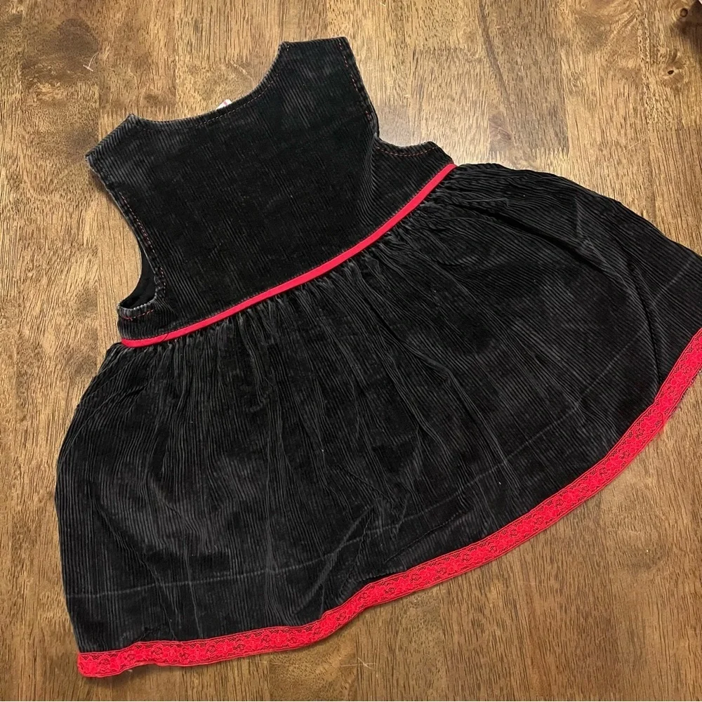 Vintage Primary Color Corduroy Baby Dress Black 80s 90s Y2K 24 Months